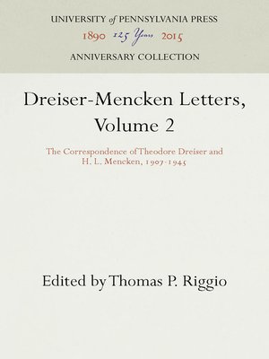 cover image of Dreiser-Mencken Letters, Volume 2